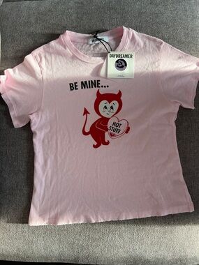 Daydreamer Pink Tee with Red Devil 'Be Mine' Graphic